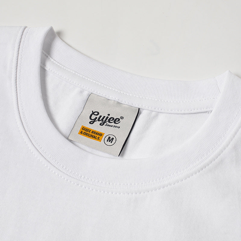 Embroidered pocket plain casual short sleeve T-shirt