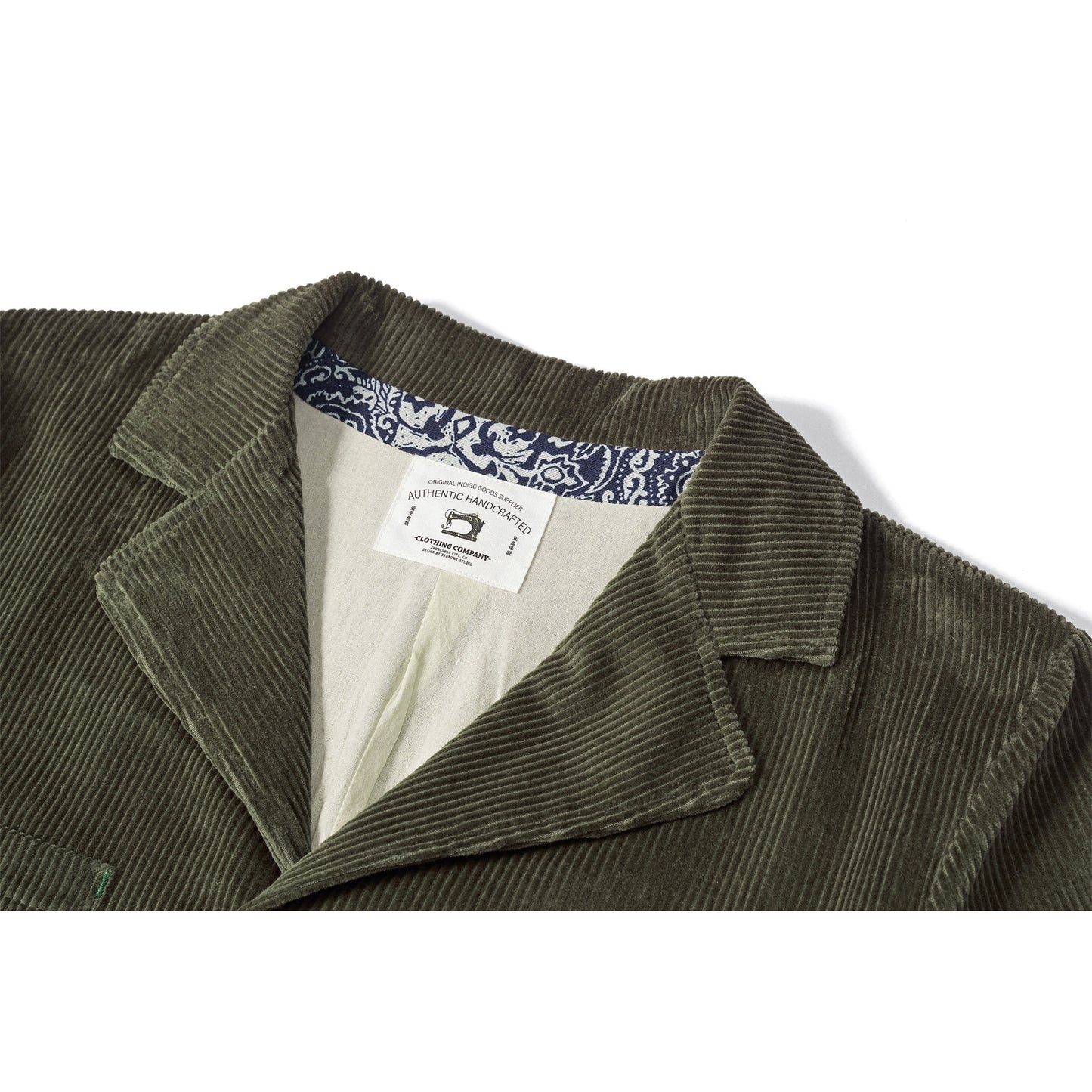 Olive green cotton corduroy tailored jacket