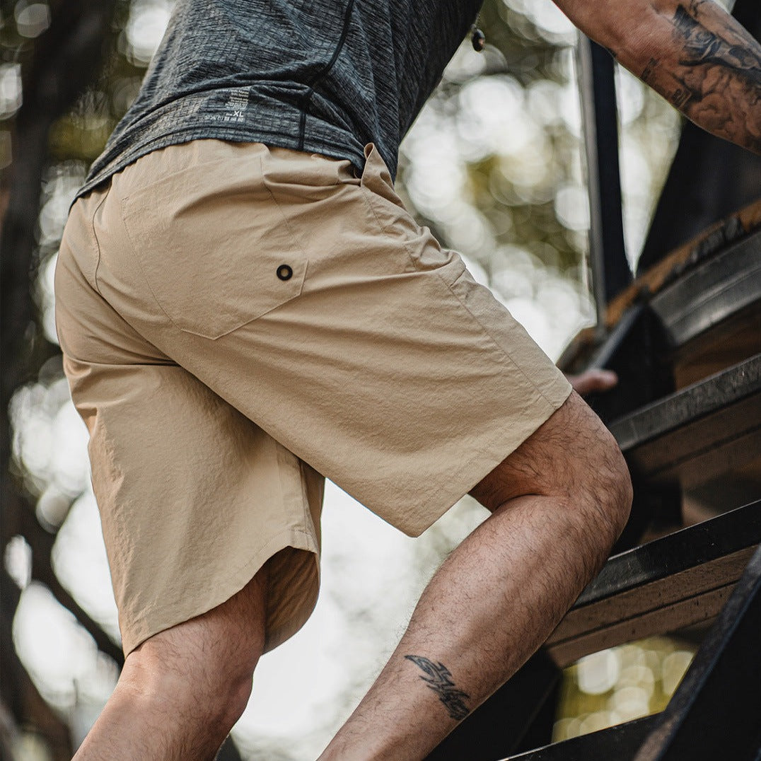 Wrinkle-finish lightweight quick-drying shorts