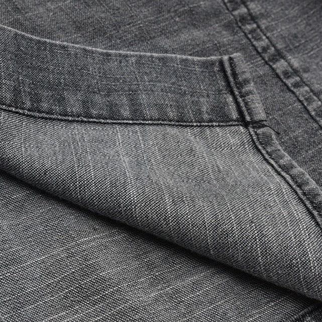 Distressed Wash Retro Denim Short Sleeve Shirt