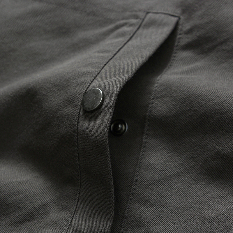 Casual Long Sleeve Retro Stand Collar Jacket with Pockets and Zipper