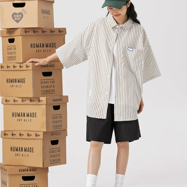 Classic striped pocket work shirt