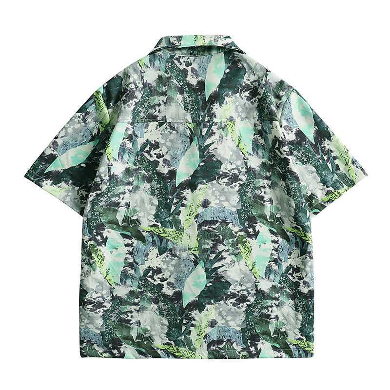 Cuban color all-over print aloha shirt, short sleeves