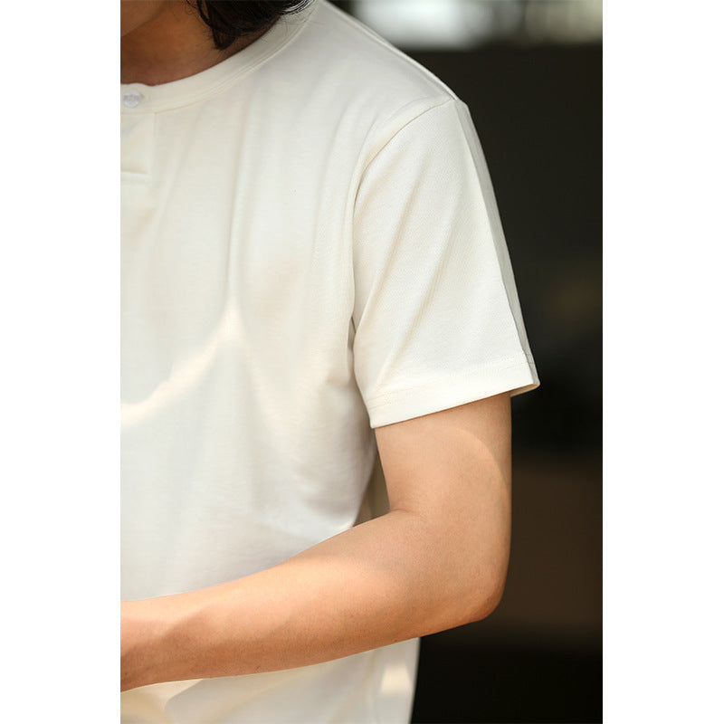 アメカジ無地ボタン半袖Tシャツ