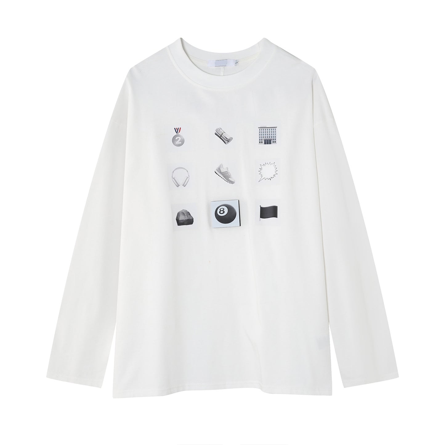 American casual print three-color long-sleeved T-shirt
