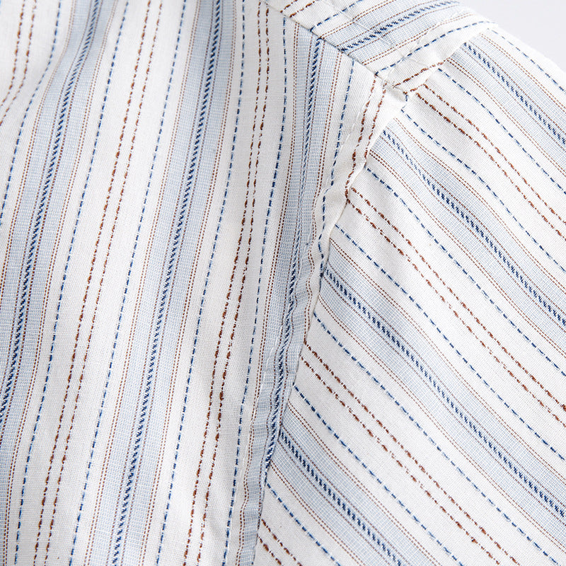 Classic color-striped short-sleeved shirt