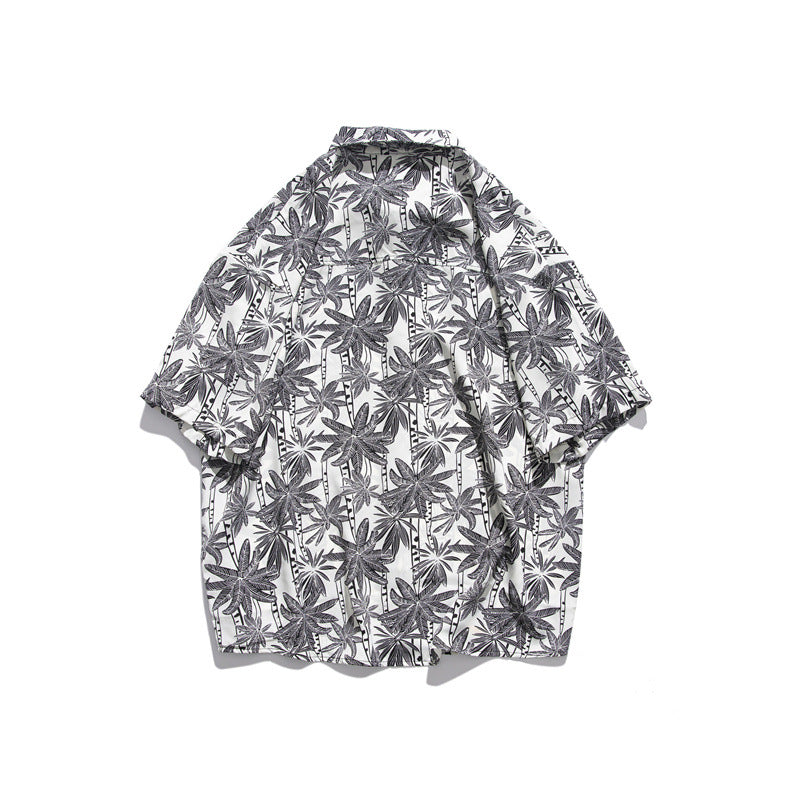 Hawaiian oak tree print short sleeve shirt