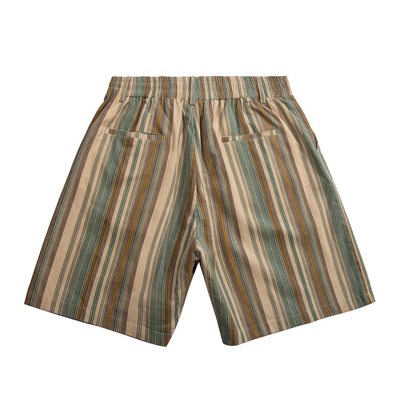 Color-coordinated striped casual shorts
