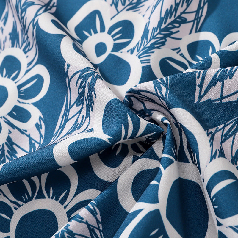 Retro floral all-over print aloha short-sleeved shirt