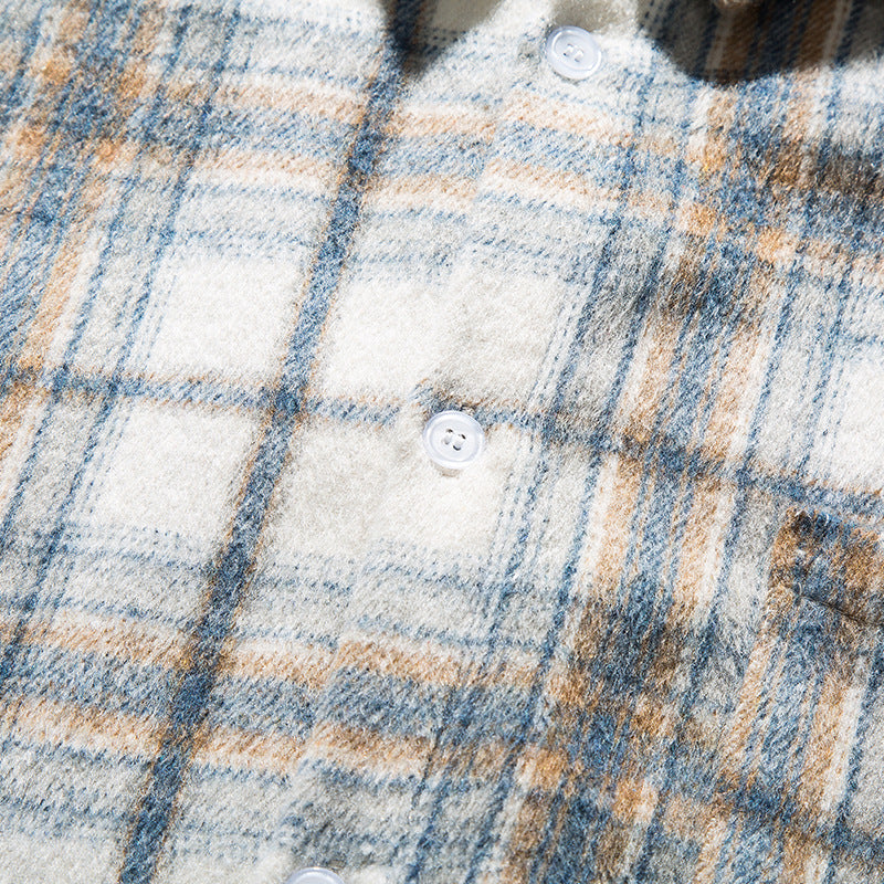 Classic brushed check pattern long sleeve shirt