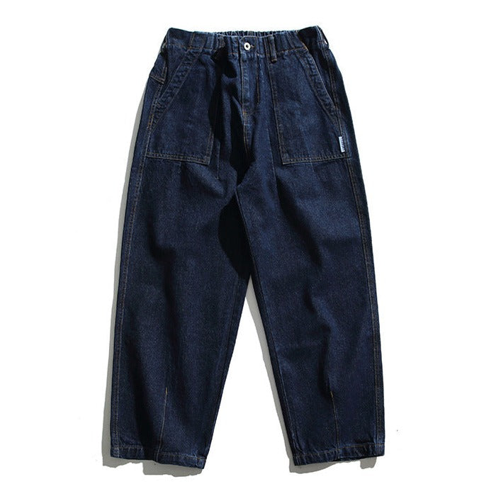 Classic simple blue straight jeans