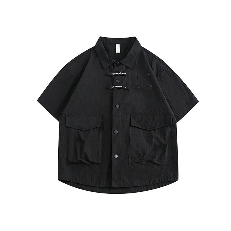 Functional pocket plain casual short sleeve shirt