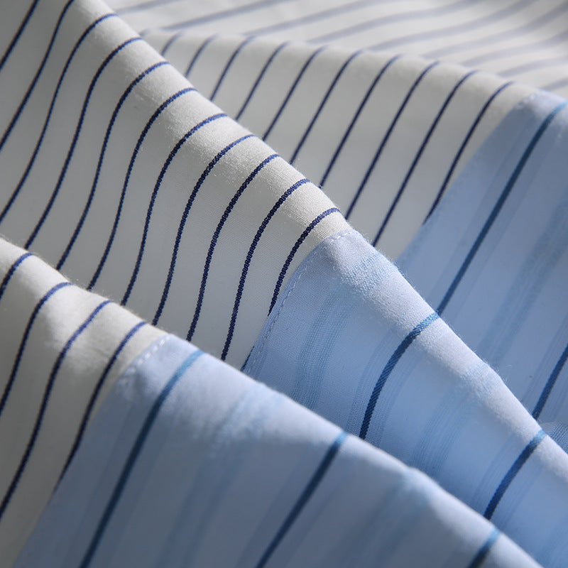 3D pocket 2-way striped pattern zip shirt