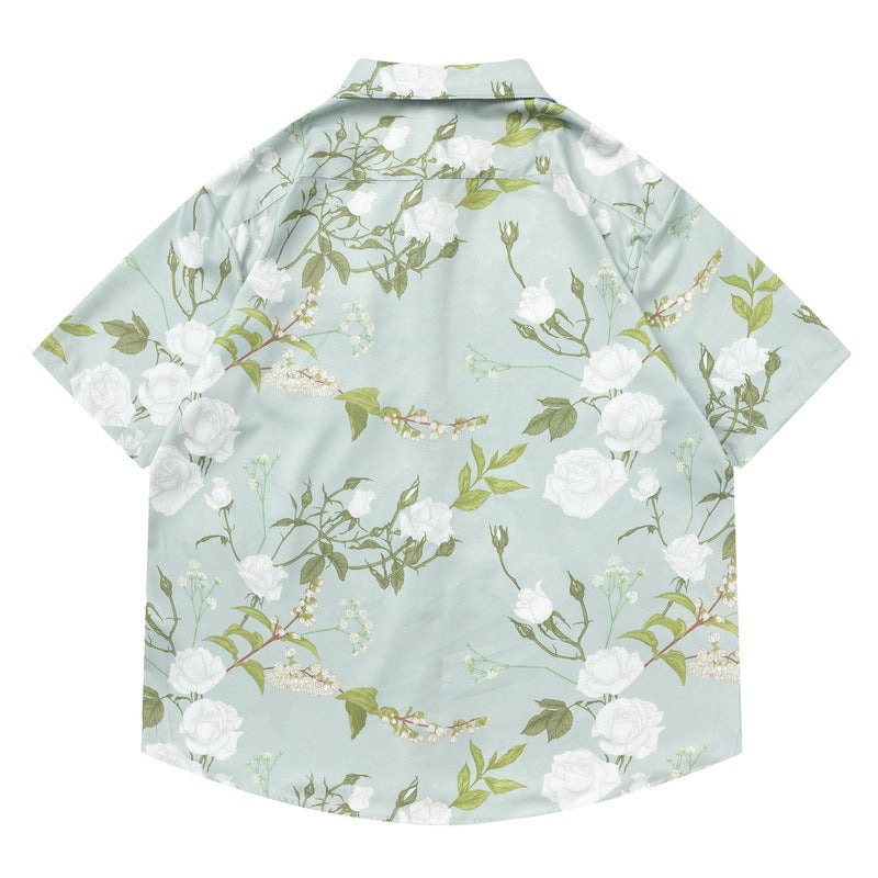 Retro Hawaiian floral short-sleeved all-over print shirt