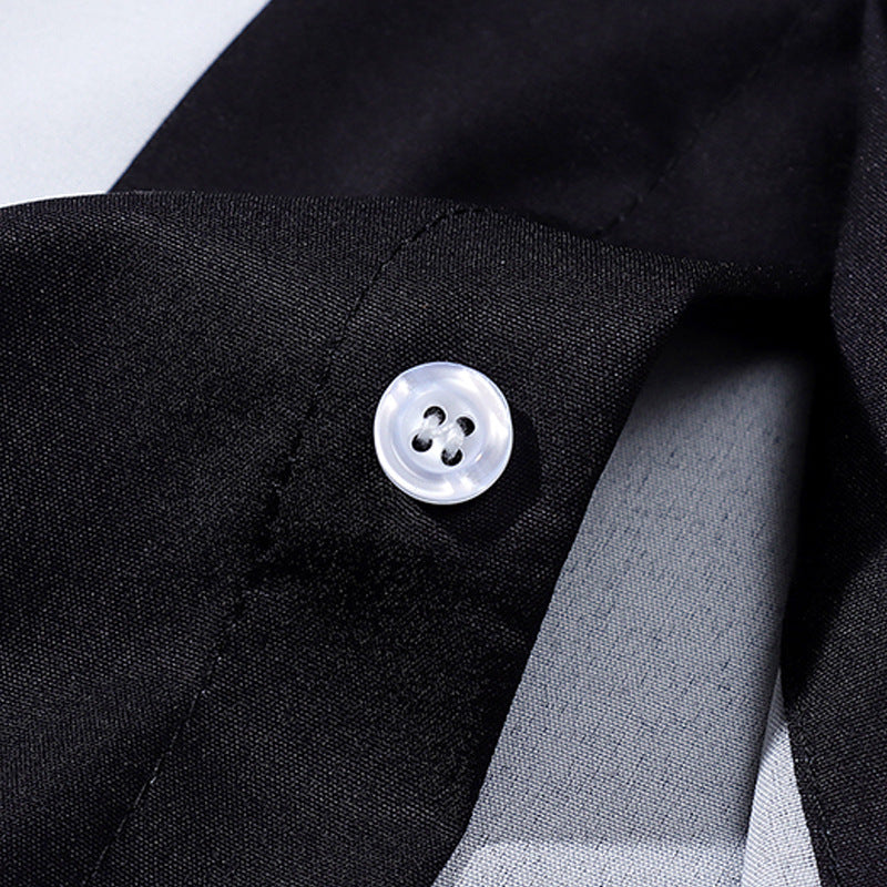 Classic black and white coconut yam short-sleeved shirt