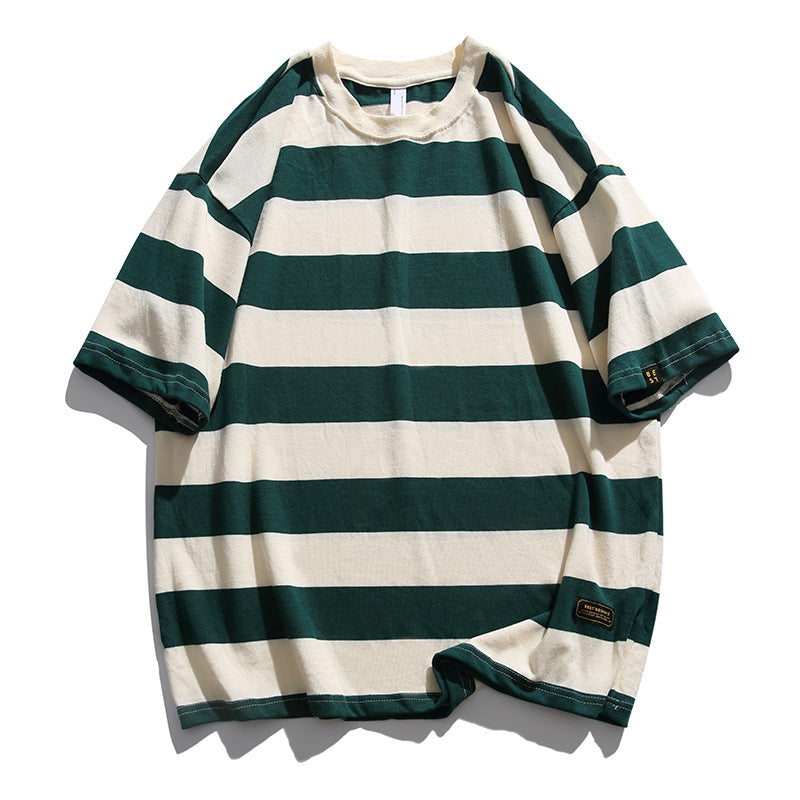 Classic wide horizontal striped short sleeve T-shirt