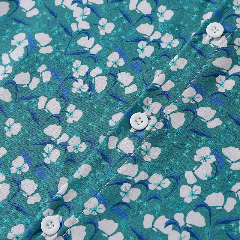 New fresh floral print aloha short sleeve shirt