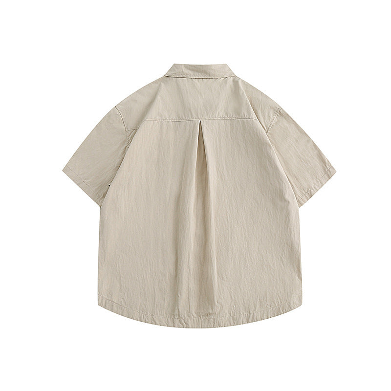 Functional pocket plain casual short sleeve shirt