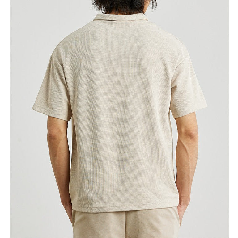 Embroidered Zipper Classic Polo Shirt