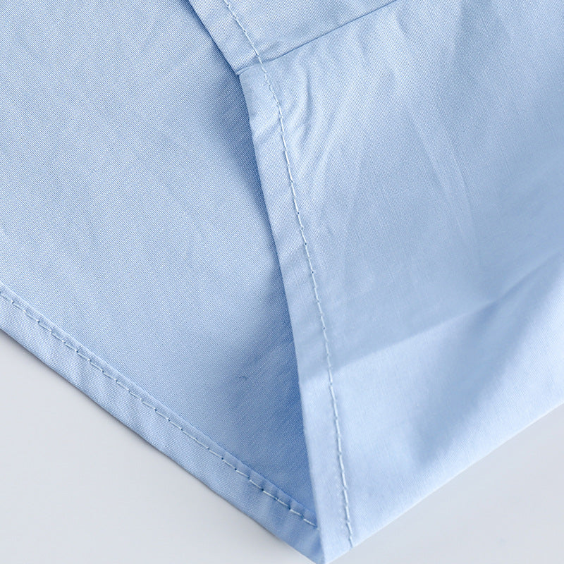 Classic plain pocket-decorated long-sleeved shirt