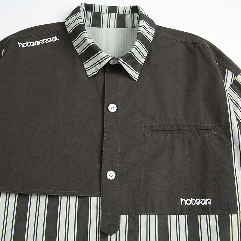 Retro striped long-sleeved work shirt