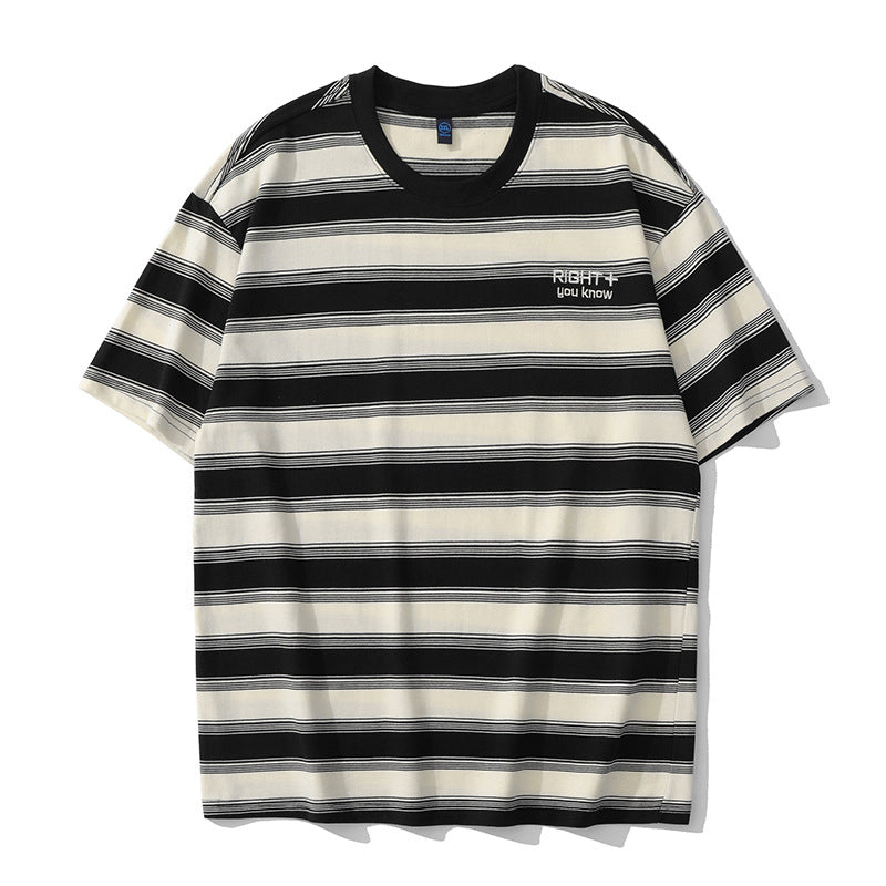 Classic wide horizontal striped short sleeve T-shirt