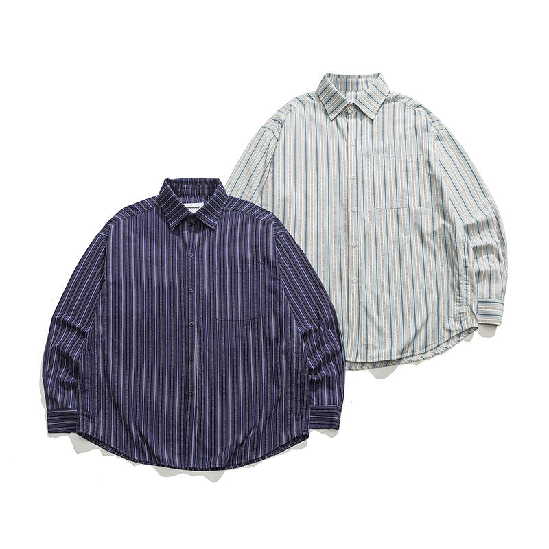 Luxurious classic striped long-sleeved work shirt