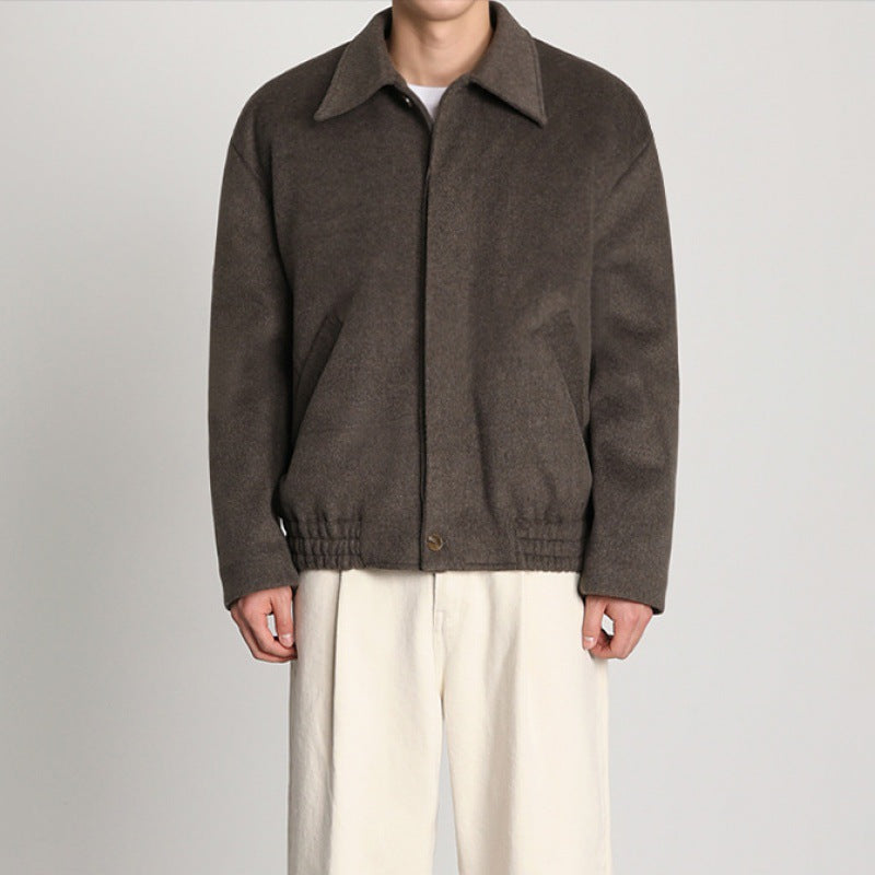Classic casual twill jacket with turn-down collar