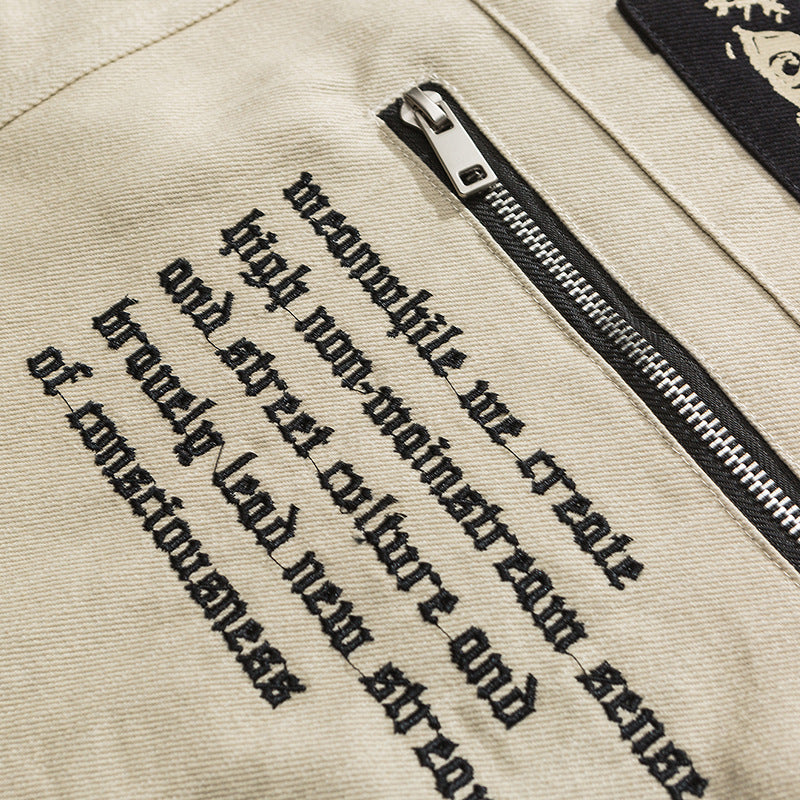 American casual embroidered retro color combination jacket