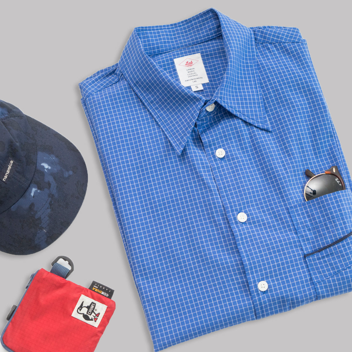 Cityboy classic blue plaid short-sleeved shirt