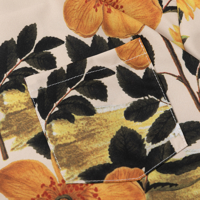 Retro "Sunflower" all-over print short-sleeved shirt
