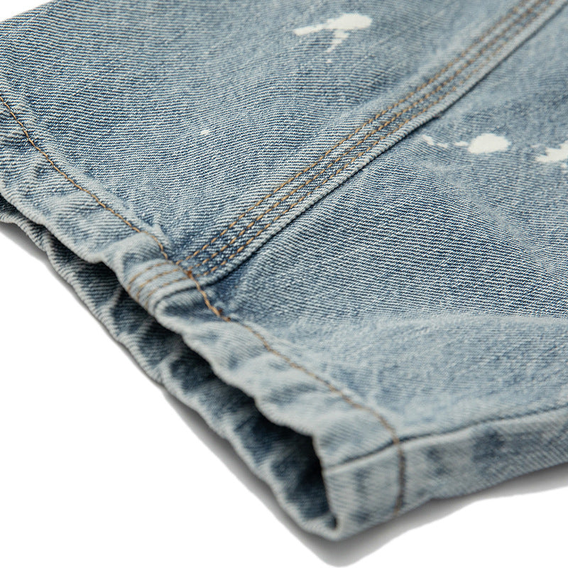 Loose-fit wide-leg painted dot denim pants