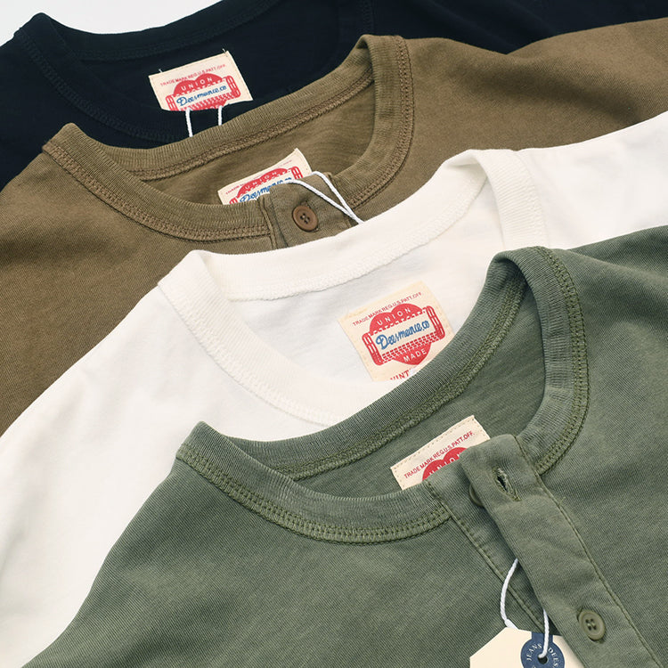 【大人気】ウォッシュド加工 ヘビーウェイト半袖ヘンリーTシャツ