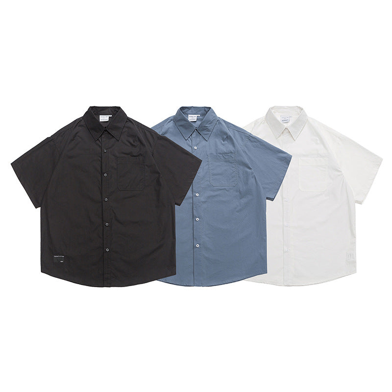 Classic plain pocket work short sleeve shirt