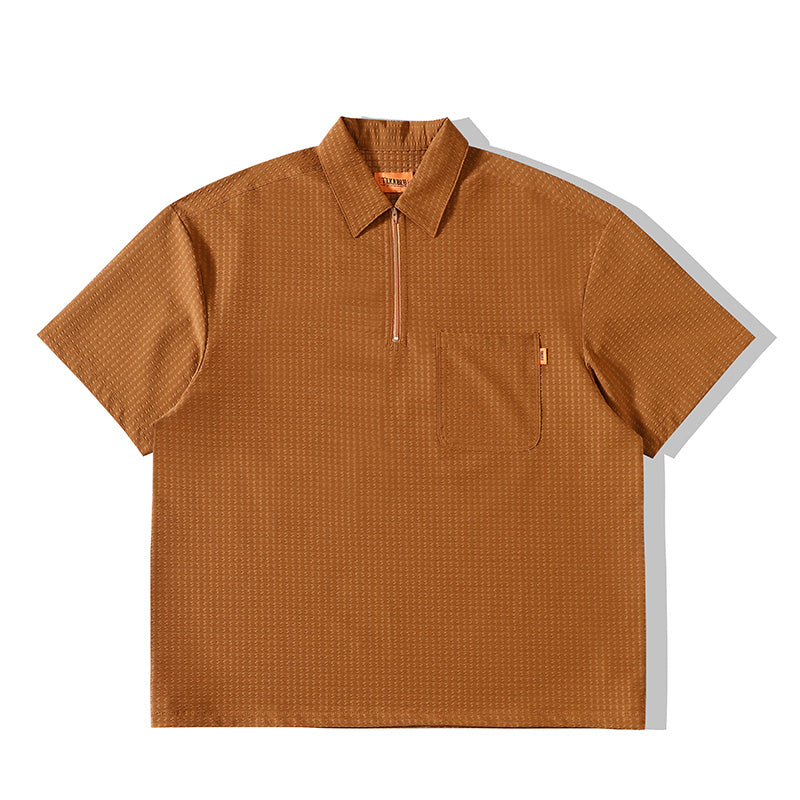 High-quality plain zipper classic polo shirt
