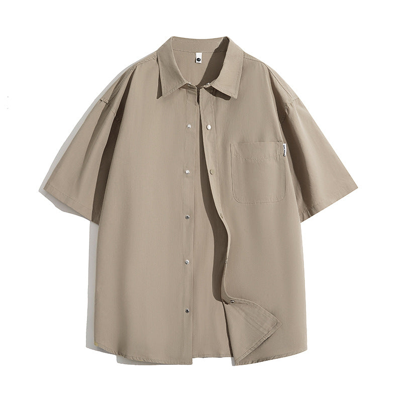 Plain casual half-sleeve men's shirt