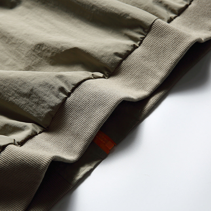 Color-coordinated zip-up checkered fabric flight jacket