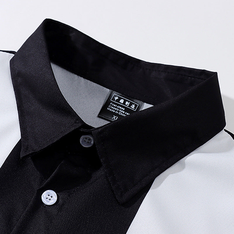 Classic black and white coconut yam short-sleeved shirt