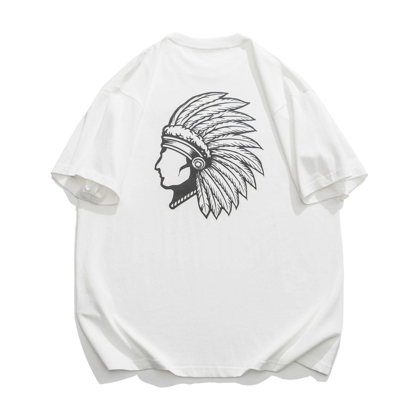 Portrait print cotton short-sleeved T-shirt