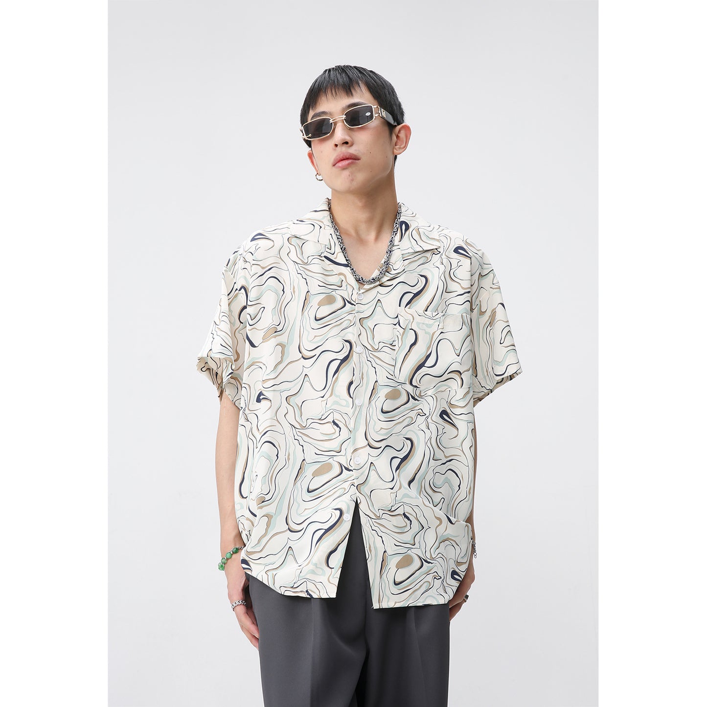 Vintage floral tie-dye short-sleeved shirt