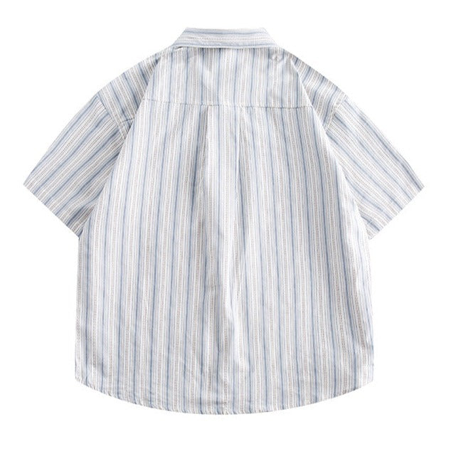 Classic color-striped short-sleeved shirt