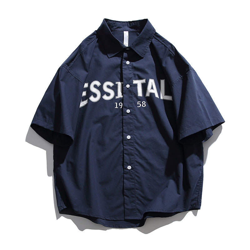 Retro Simple Alphabet Short Sleeve Shirt