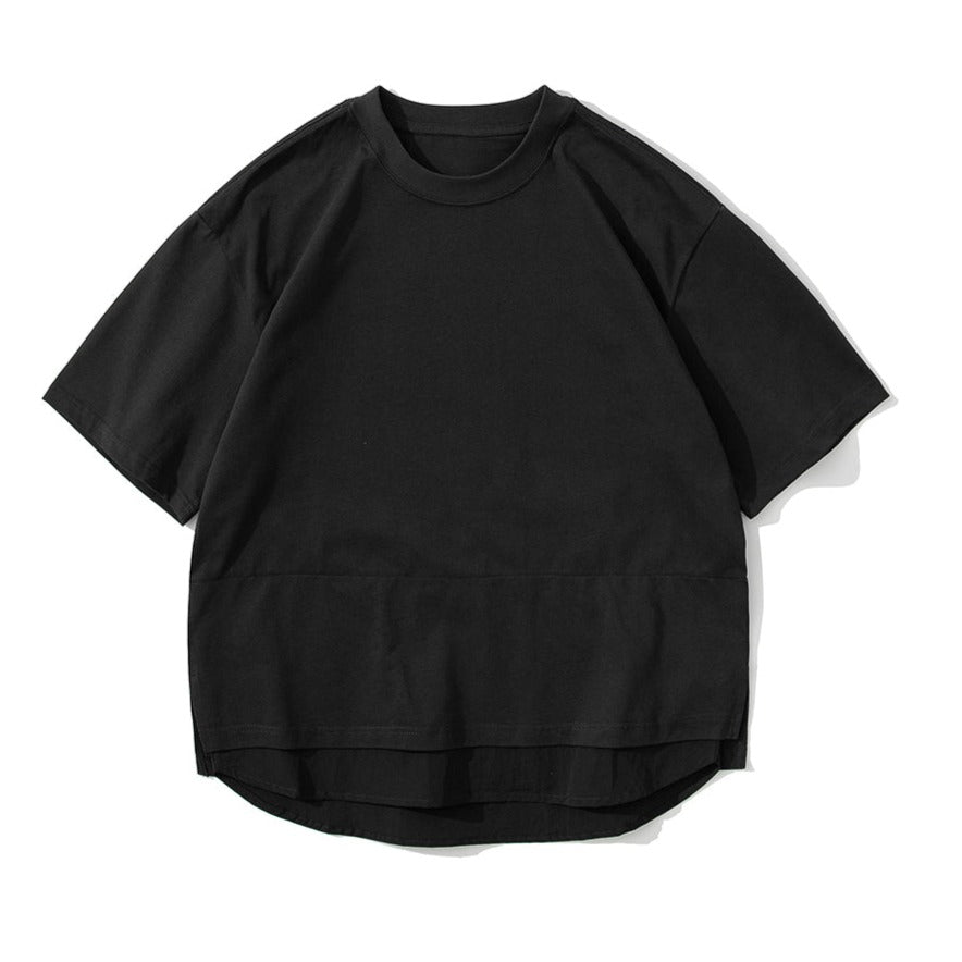 不規則無地カジュアル半袖Tシャツ