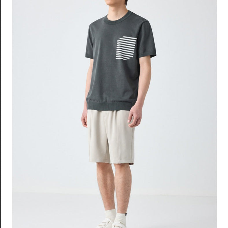 High-quality new striped pocket T-shirt
