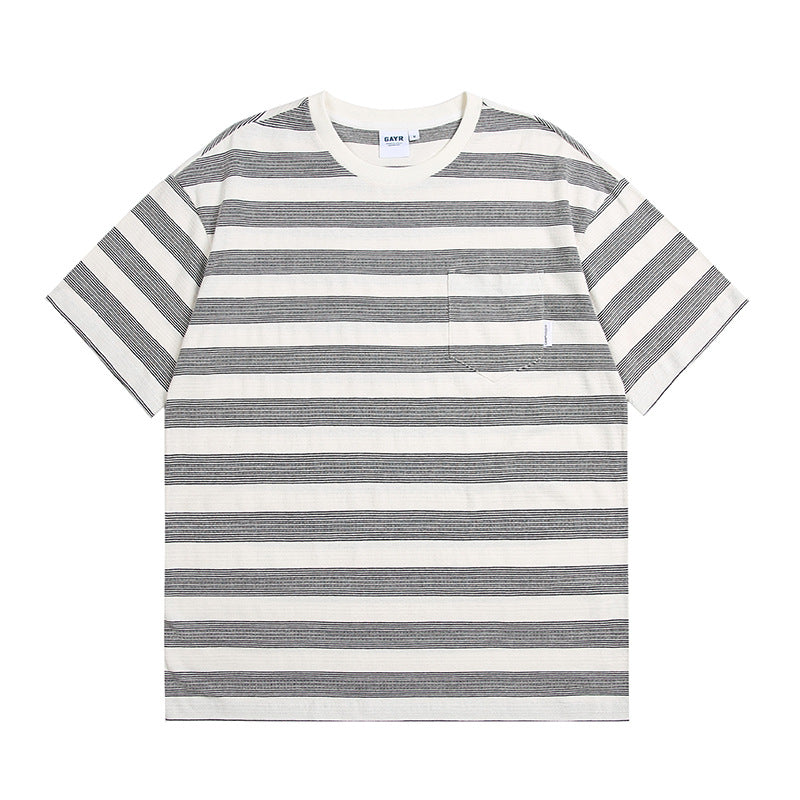Striped BF-style couple casual short T-shirt