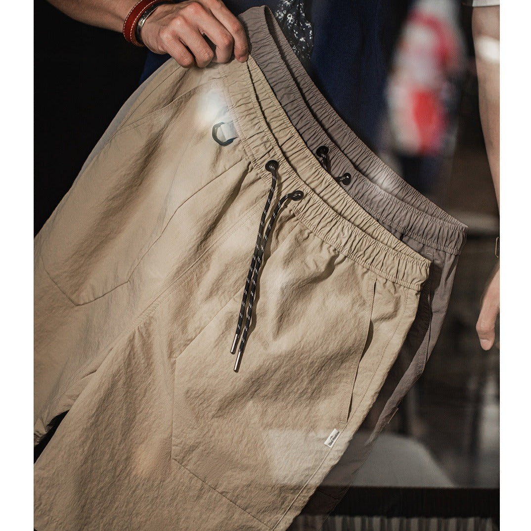 Wrinkle-finish lightweight quick-drying shorts
