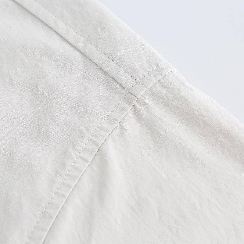 Retro casual plain work short sleeve shirt