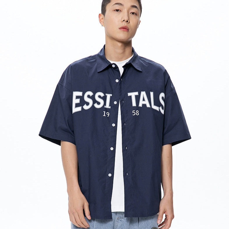 Retro Simple Alphabet Short Sleeve Shirt