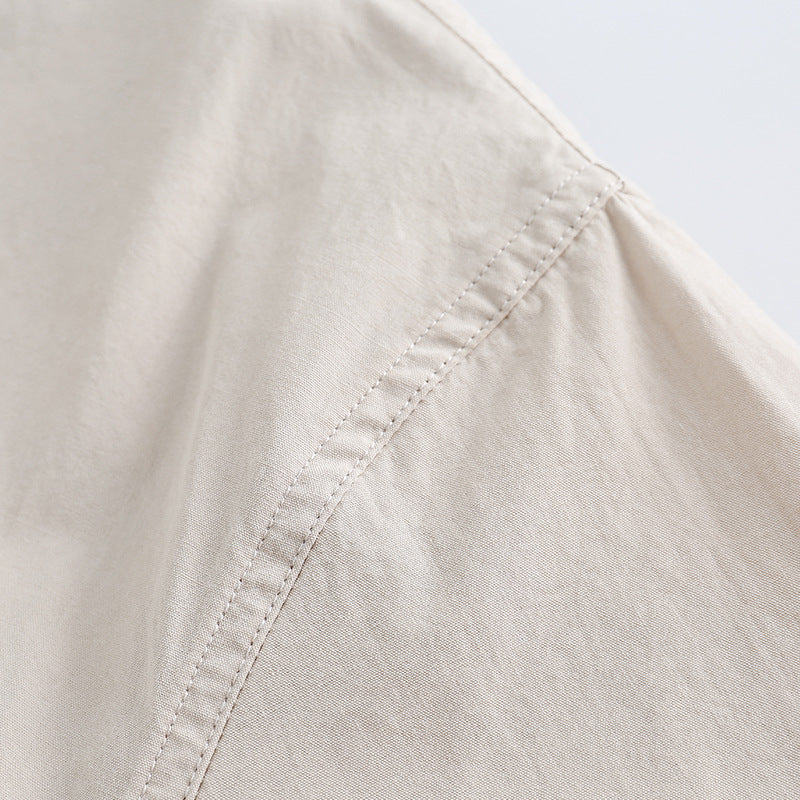 Checkered pocket work short-sleeved shirt
