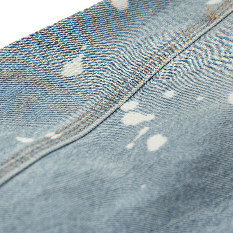 Loose-fit wide-leg painted dot denim pants